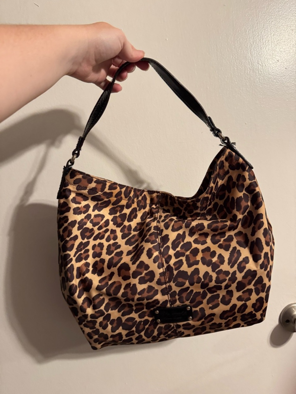 Kate Spade Leopard Print Hobo Shoulder Bag - Black Trim